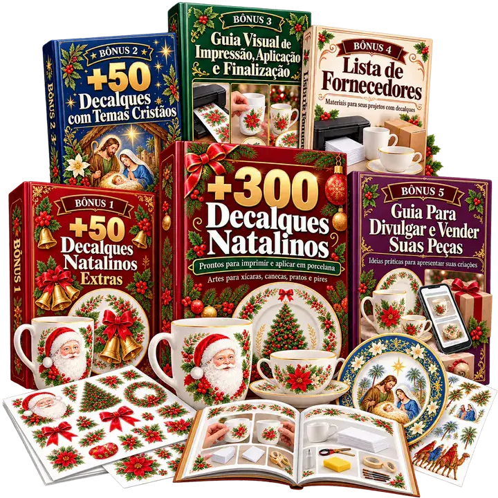 Plano Completo: +300 Decalques Natalinos e os 5 bônus